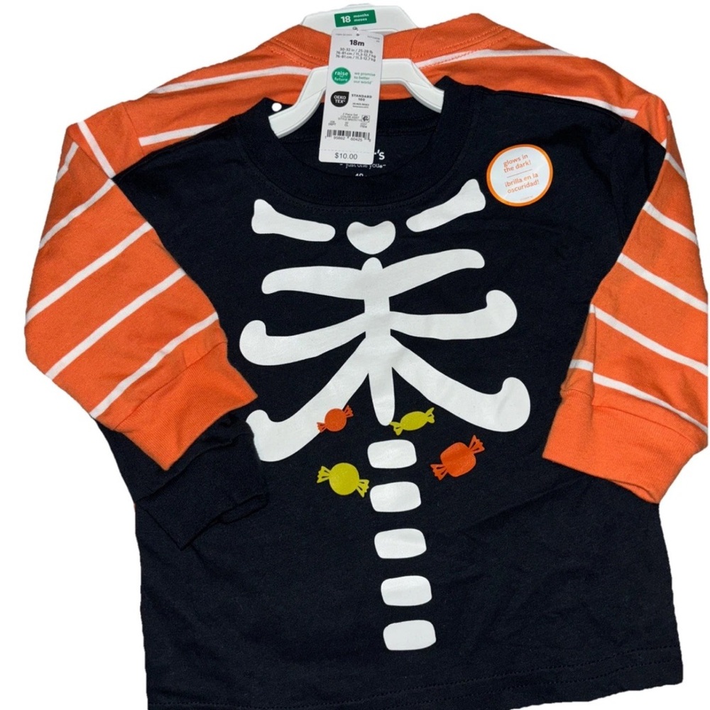 Carter's Skeleton Long Sleeve Tee - Black and Orange